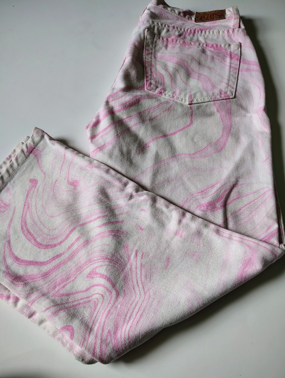 Guess Vintage Pink And White Jeans